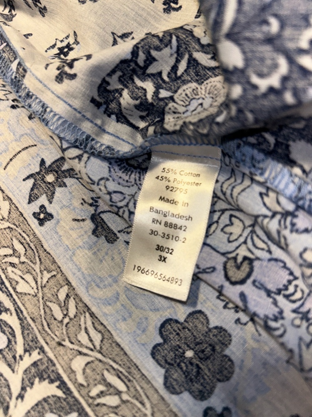 Woman Within Size3X 30/32 Patchwork Bohemian Print Cotton Polyester Button Shirt - Picture 14 of 16